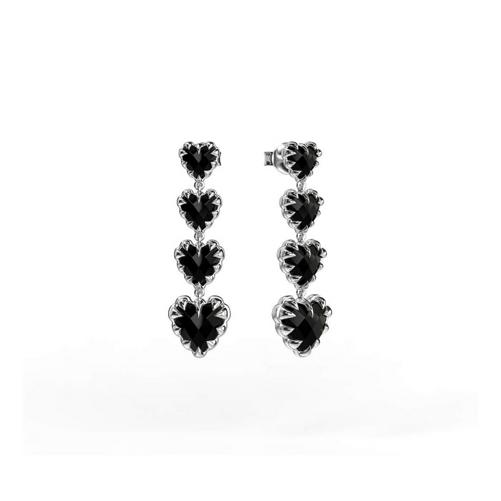 Stolen Silver Love Claw Eternity Earring Onyx