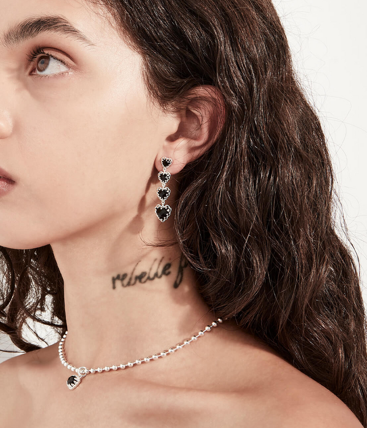 Stolen Silver Love Claw Eternity Earring Onyx