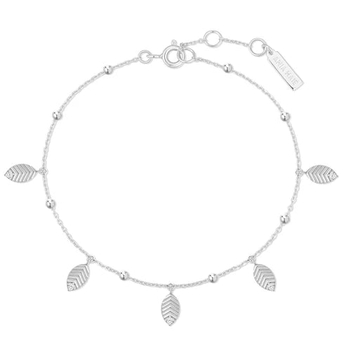 Ania Haie Ripple Silver CZ Leaf Station Bracelet