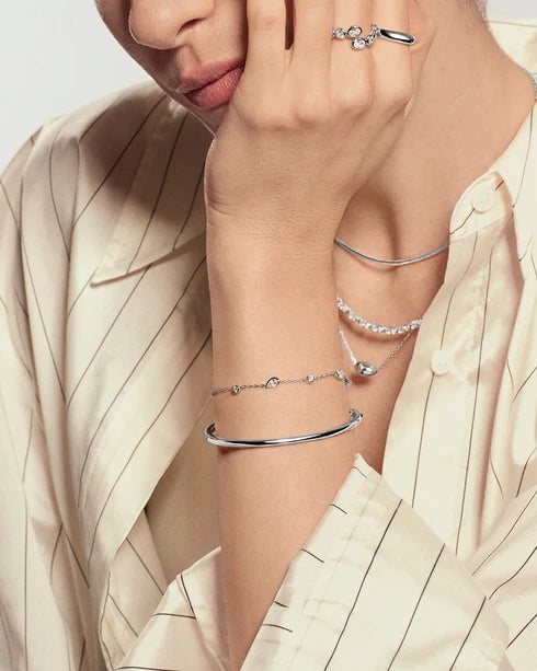 Ania Haie Silver Round & Teardrop Bezel Station Bracelet
