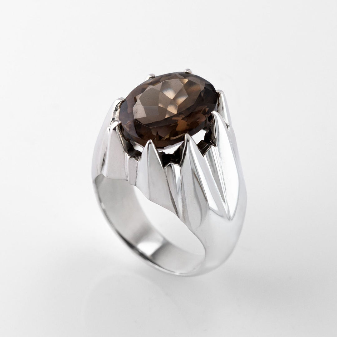 Nick Von K Sterling Silver with Smokey Quartz Large Star Claw Ring