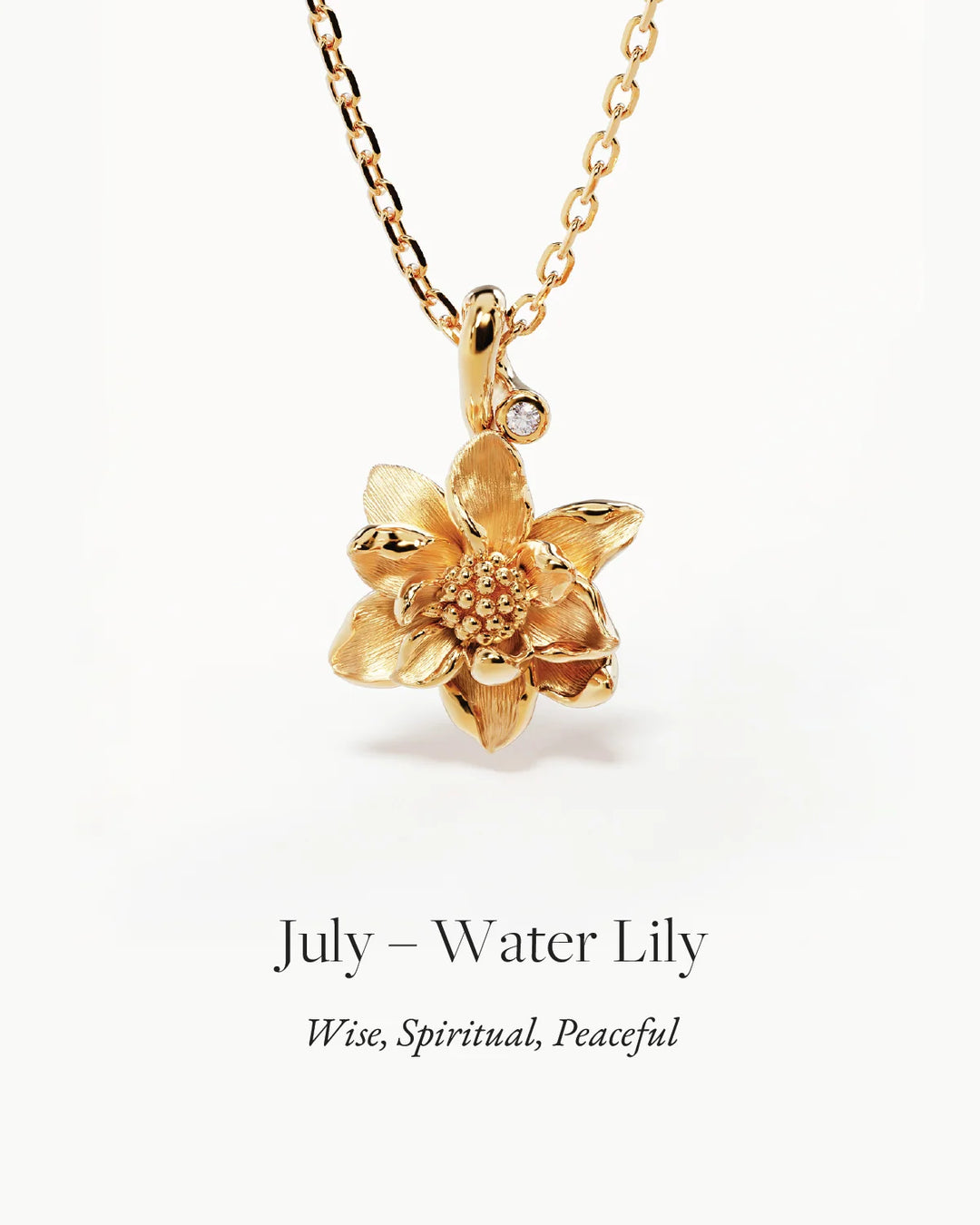 By Charlotte 18k Gold Vermeil July Birth Flower Necklace - Water Lily