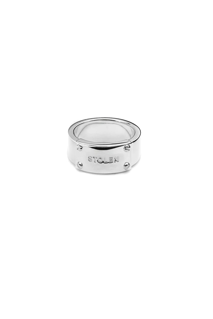 Stolen Silver Bold Band Ring Wide