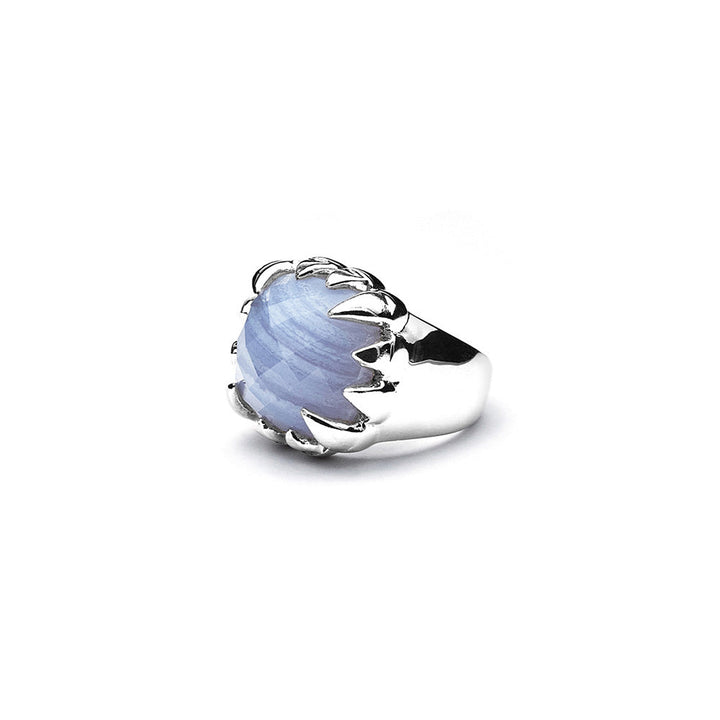 Stolen Silver Claw Ring - Blue Lace Agate