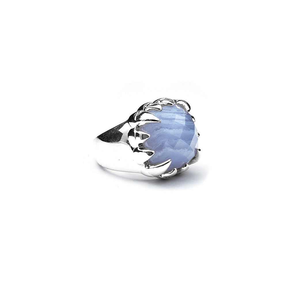 Stolen Silver Claw Ring - Blue Lace Agate