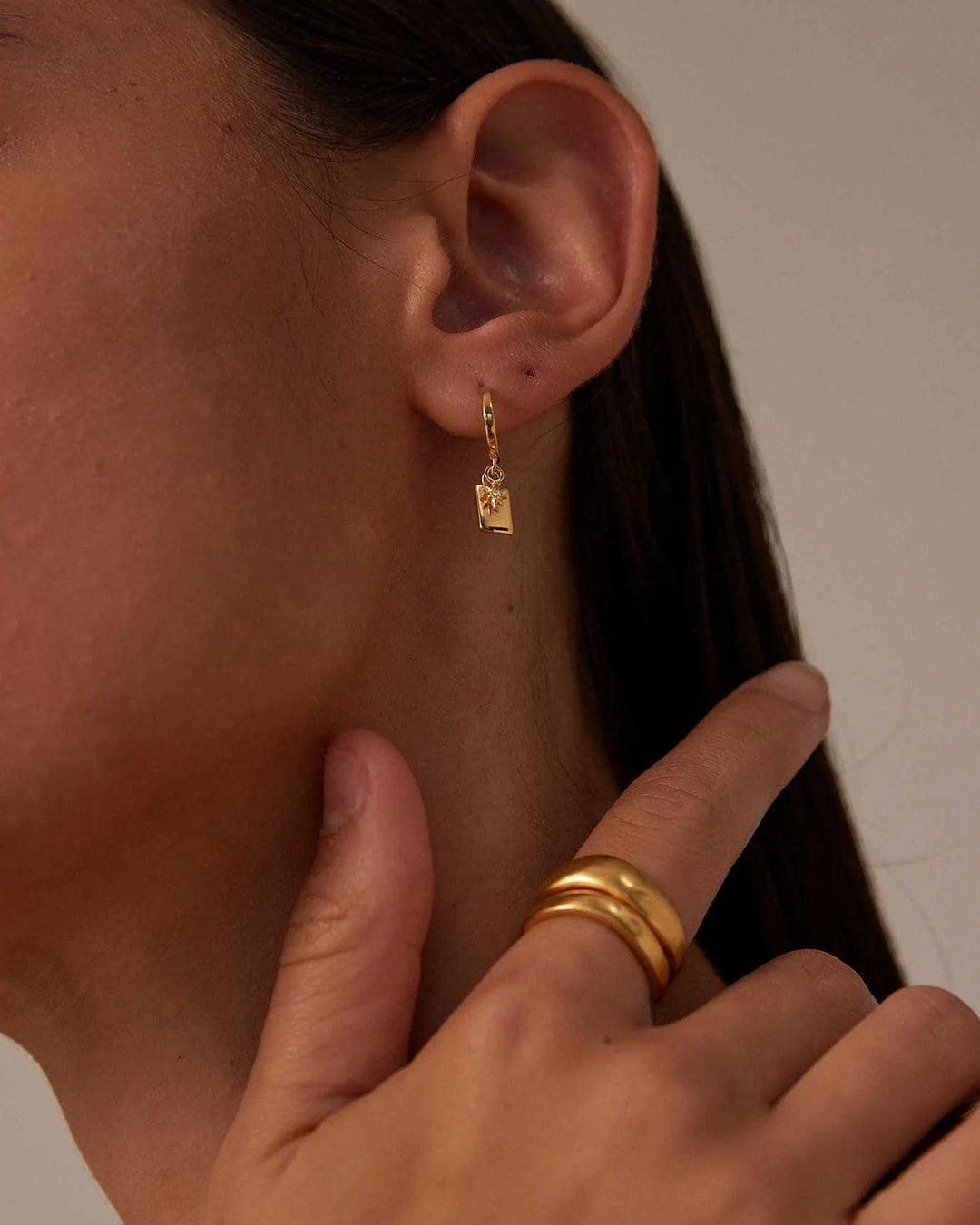 Kirstin Ash Guiding Star Hoops 18ct Gold Plated