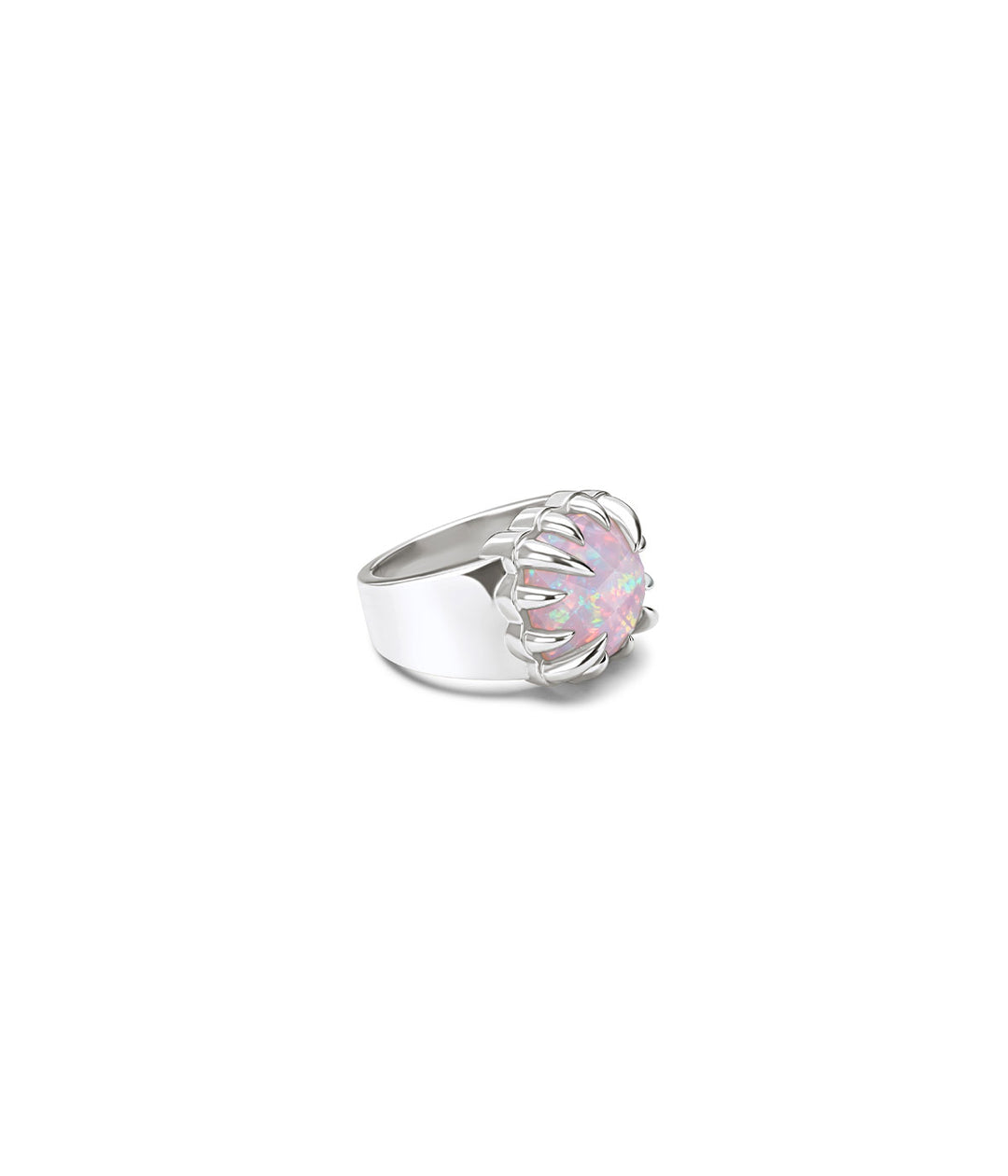 Stolen Silver Claw Ring  - Pink Bello Opal