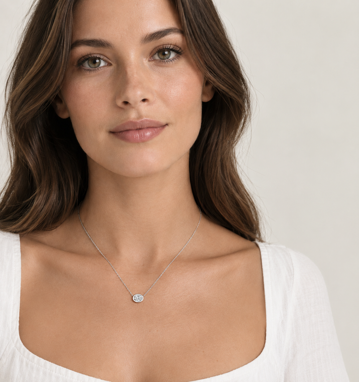 Louis Thompson Parys Necklace 9k White Gold with 1.00ct Lab Diamond