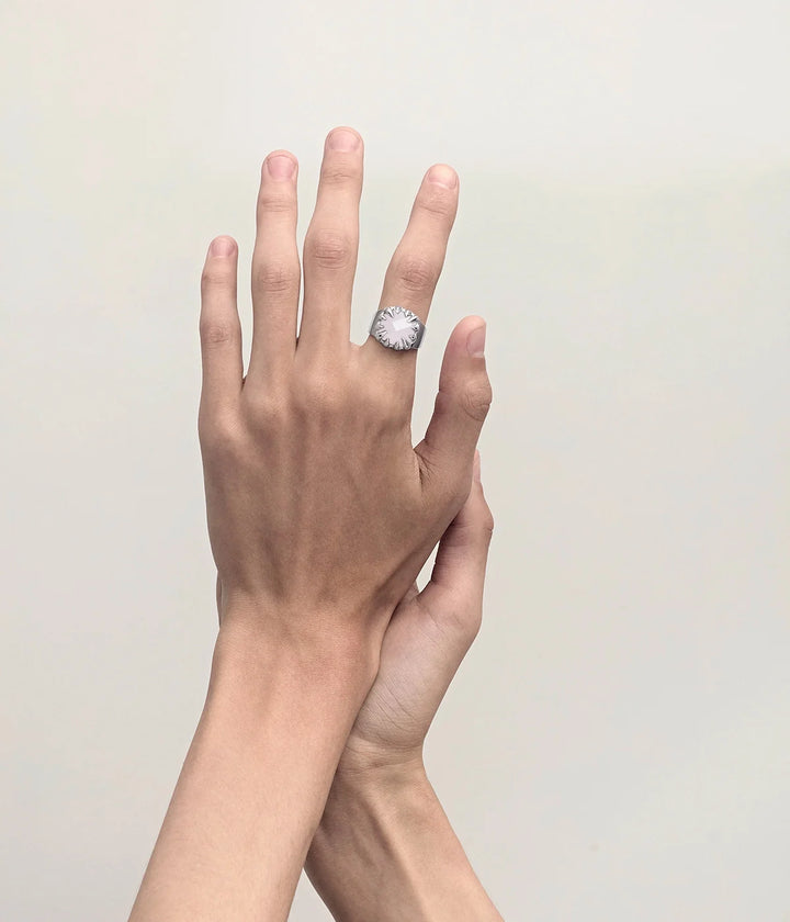 Stolen Silver Claw Ring - Rose Quartz