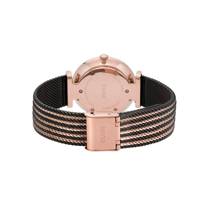 Cluse Triomphe Mesh Bicolour - Black & Rose Gold Colour