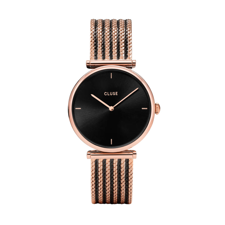 Cluse Triomphe Mesh Bicolour - Black & Rose Gold Colour