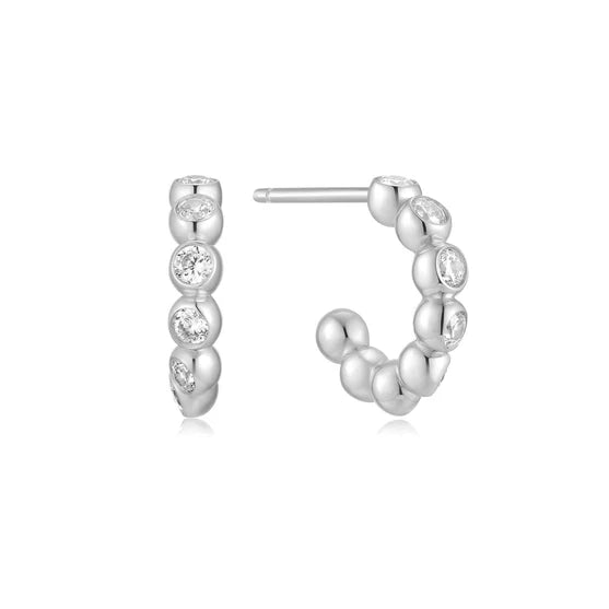 Ania Haie Silver Bezel Beaded Huggies