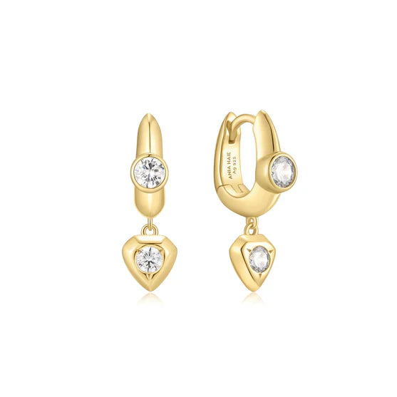 Ania Haie Gold U-Shaped Shield Drop Huggies