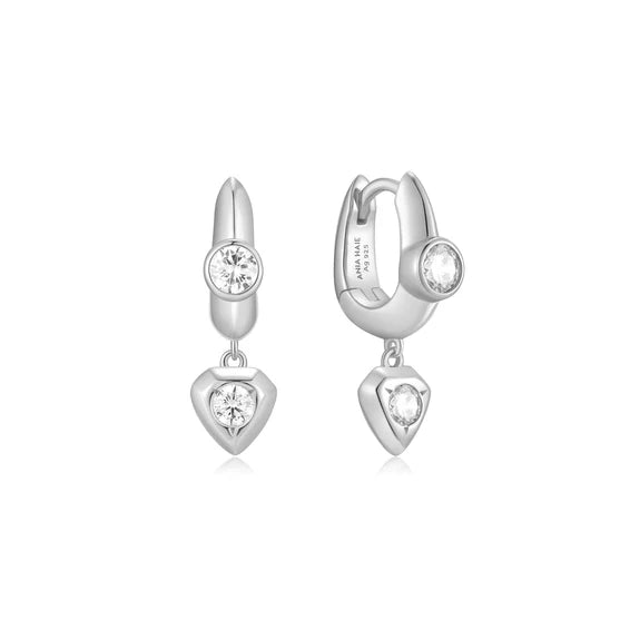 Ania Haie Silver U-Shaped Shield Drop Huggies