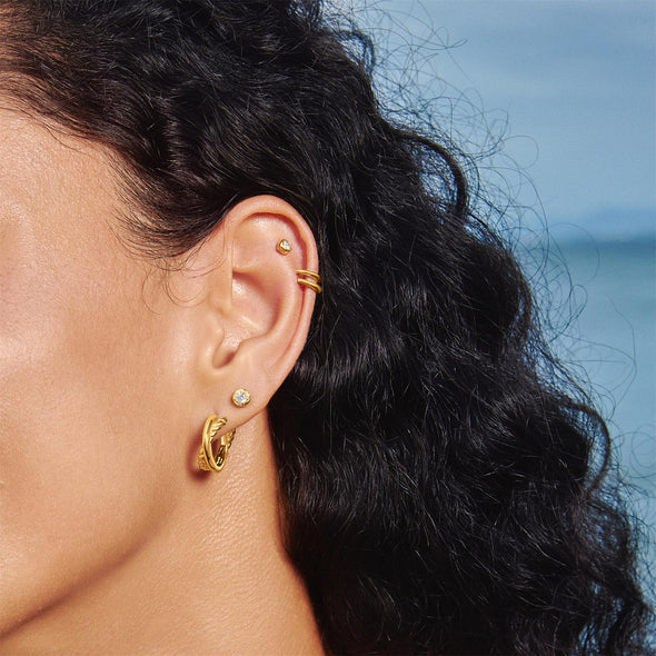 Ania Haie Entwined Dual Hoop Gold Plated Earrings