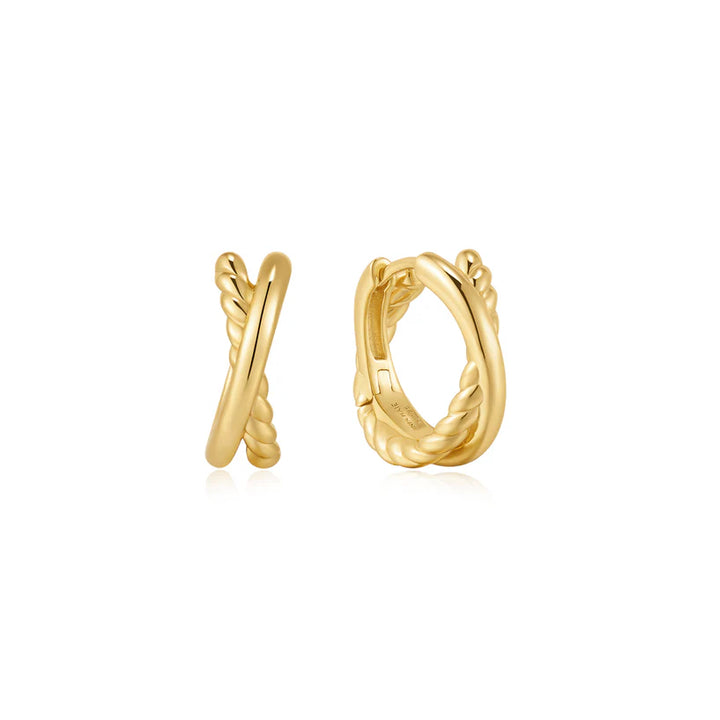 Ania Haie Entwined Dual Hoop Gold Plated Earrings