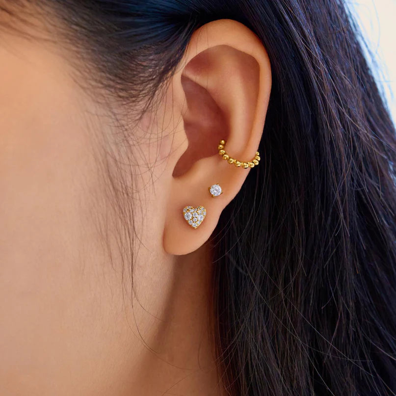 Ania Haie Pave Heart Gold Plated Studs