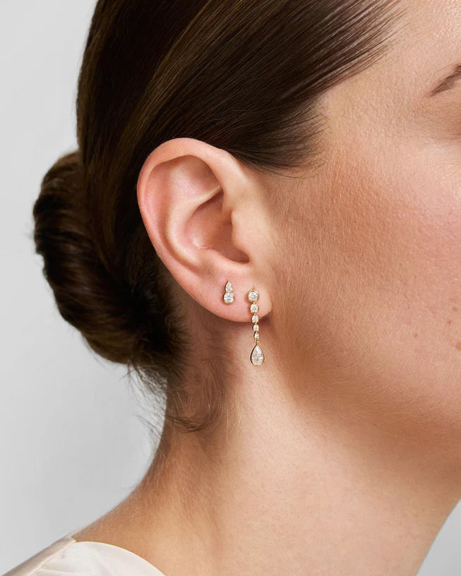 Ania Haie Gold Plated Bezel Round & Teardrop Stud Earrings