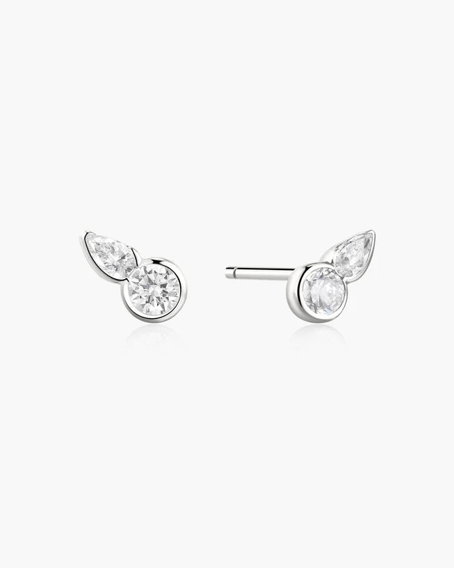 Ania Haie Silver Bezel Round & Teardrop Stud Earrings