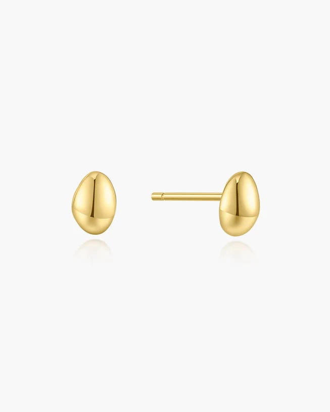Ania Haie Gold Plated Organic Dome Pebble Stud Earrings