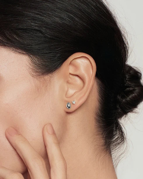 Ania Haie Silver Organic Dome Pebble Stud Earrings