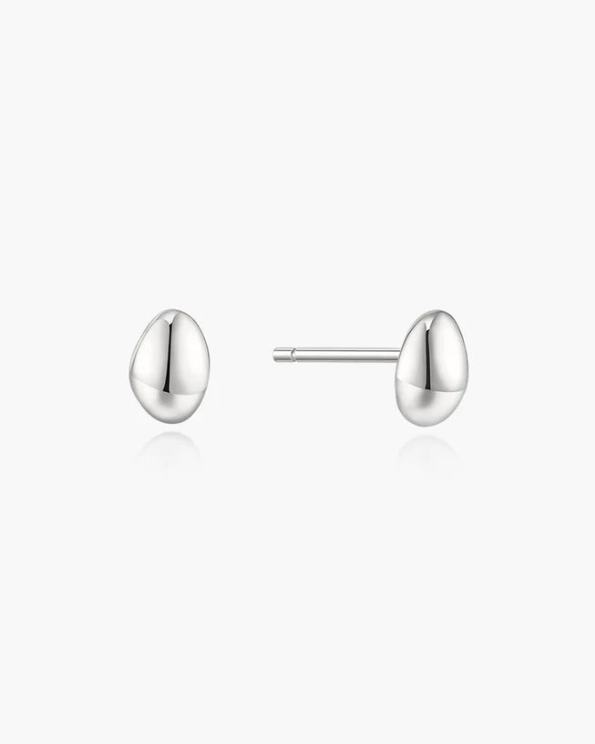 Ania Haie Silver Organic Dome Pebble Stud Earrings