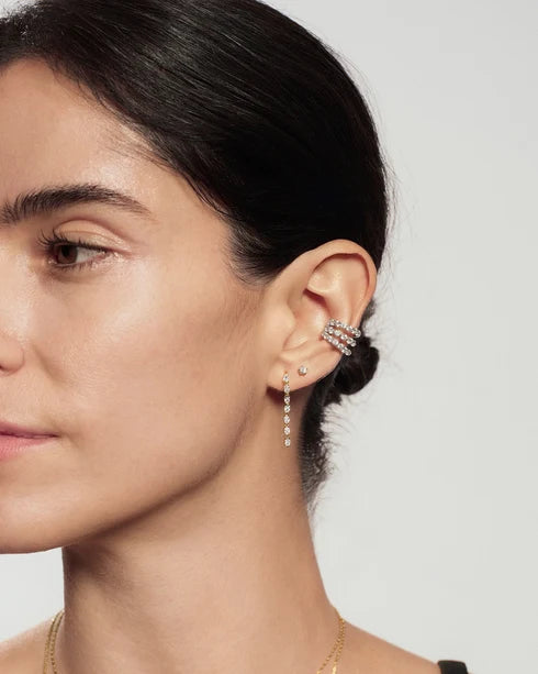 Ania Haie Gold Plated Half-Bezel Oval Linear Dangle Stud Earrings