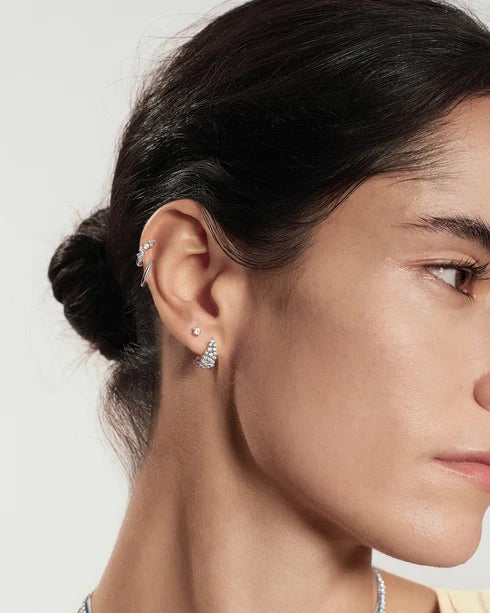 Ania Haie Silver Zig-Zag Pave Huggie Earrings