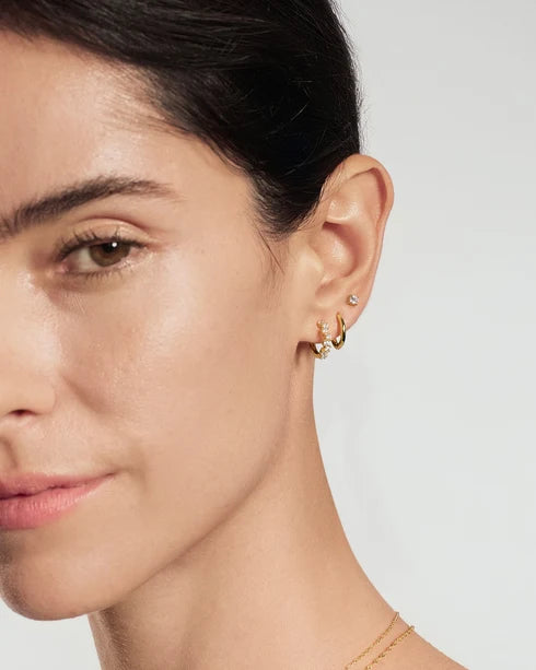 Ania Haie Gold Plated Zig-Zag Pave Huggie Earrings