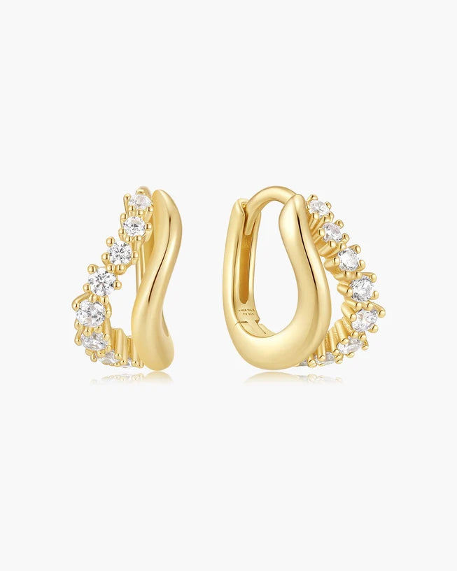 Ania Haie Gold Plated Duet Wave Huggie Earrings