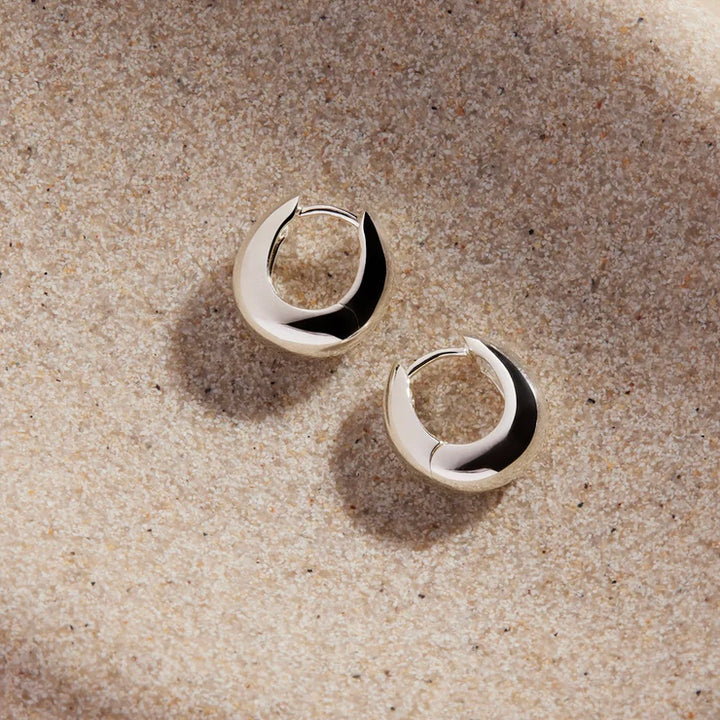 Najo Arco Silver Huggie Earrings