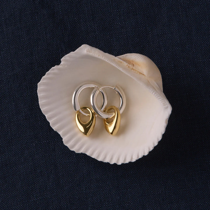 Najo Petal 2-Tone Huggie Earrings