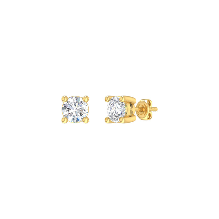 Louis Thompson Fleurus Earrings 9k Gold with 1.00ct Lab Diamond