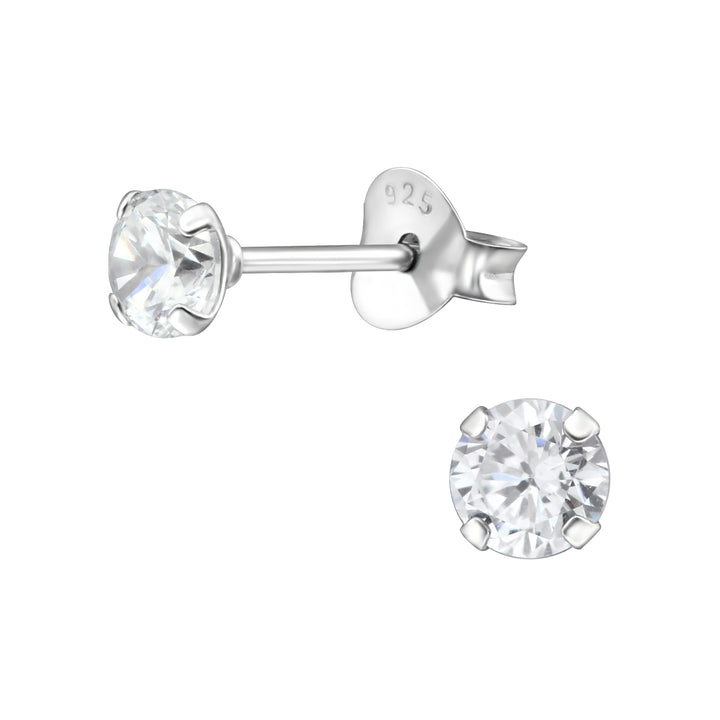 LT Sterling Silver Small Round CZ Stud Earrings Earrings - 4mm