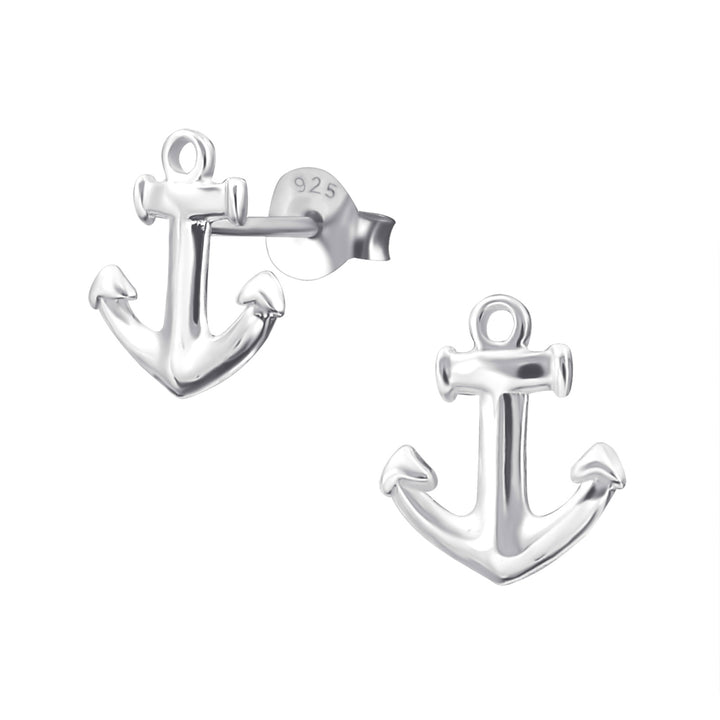 LT Sterling Silver Anchor Stud Earrings