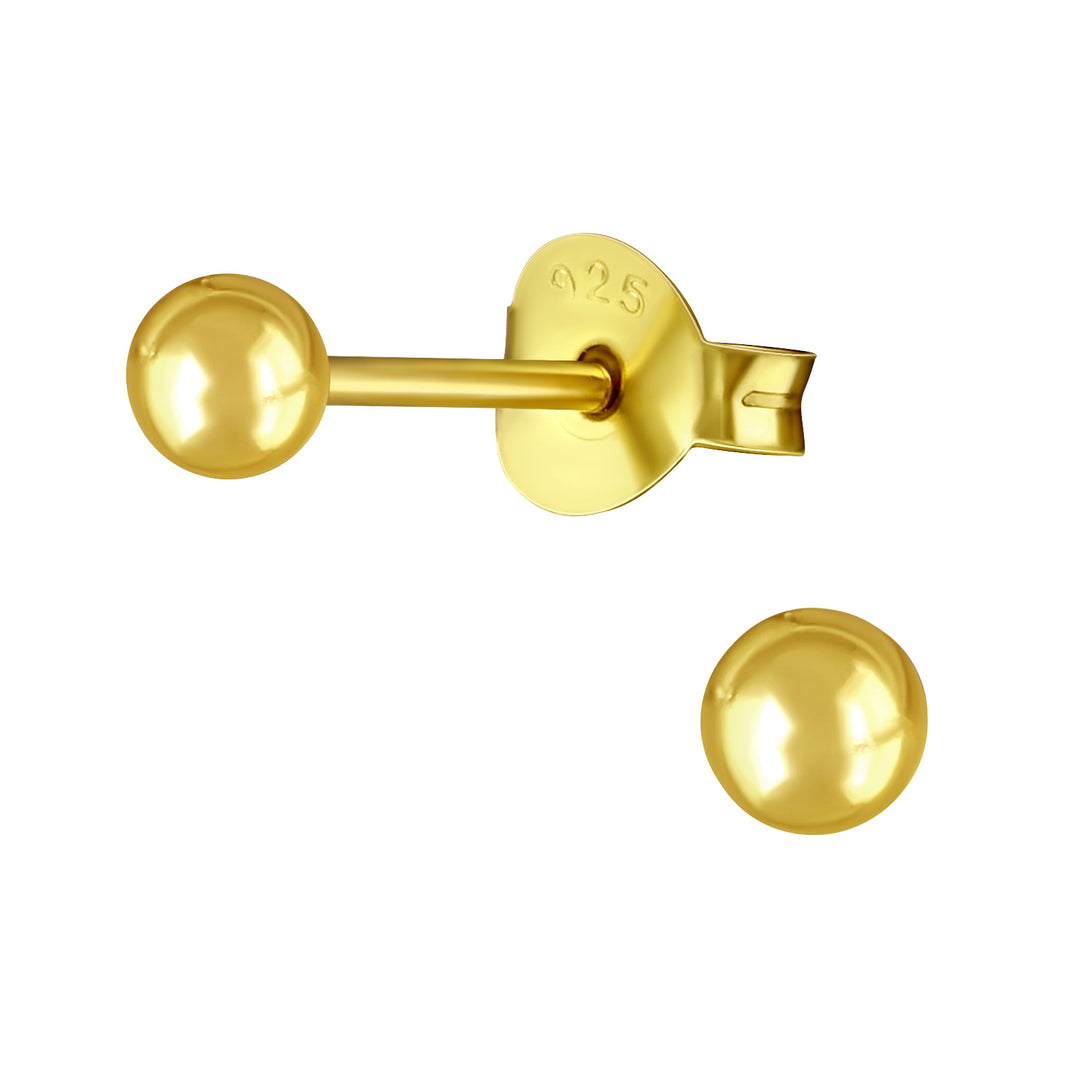 LT Gold Plated Plain 3mm Ball Stud Earrings Earrings