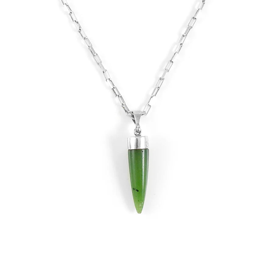 Nick Von K Sterling Silver and Pounamu Point Necklace