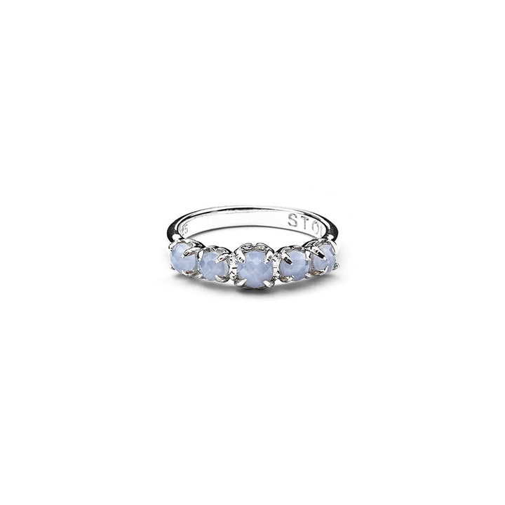 Stolen Silver Halo Cluster Ring - Blue Lace Agate