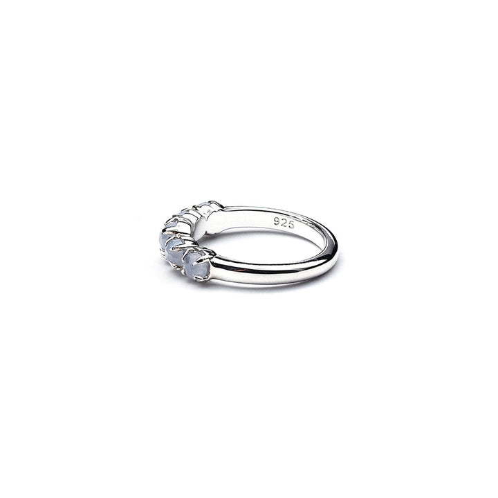 Stolen Silver Halo Cluster Ring - Blue Lace Agate