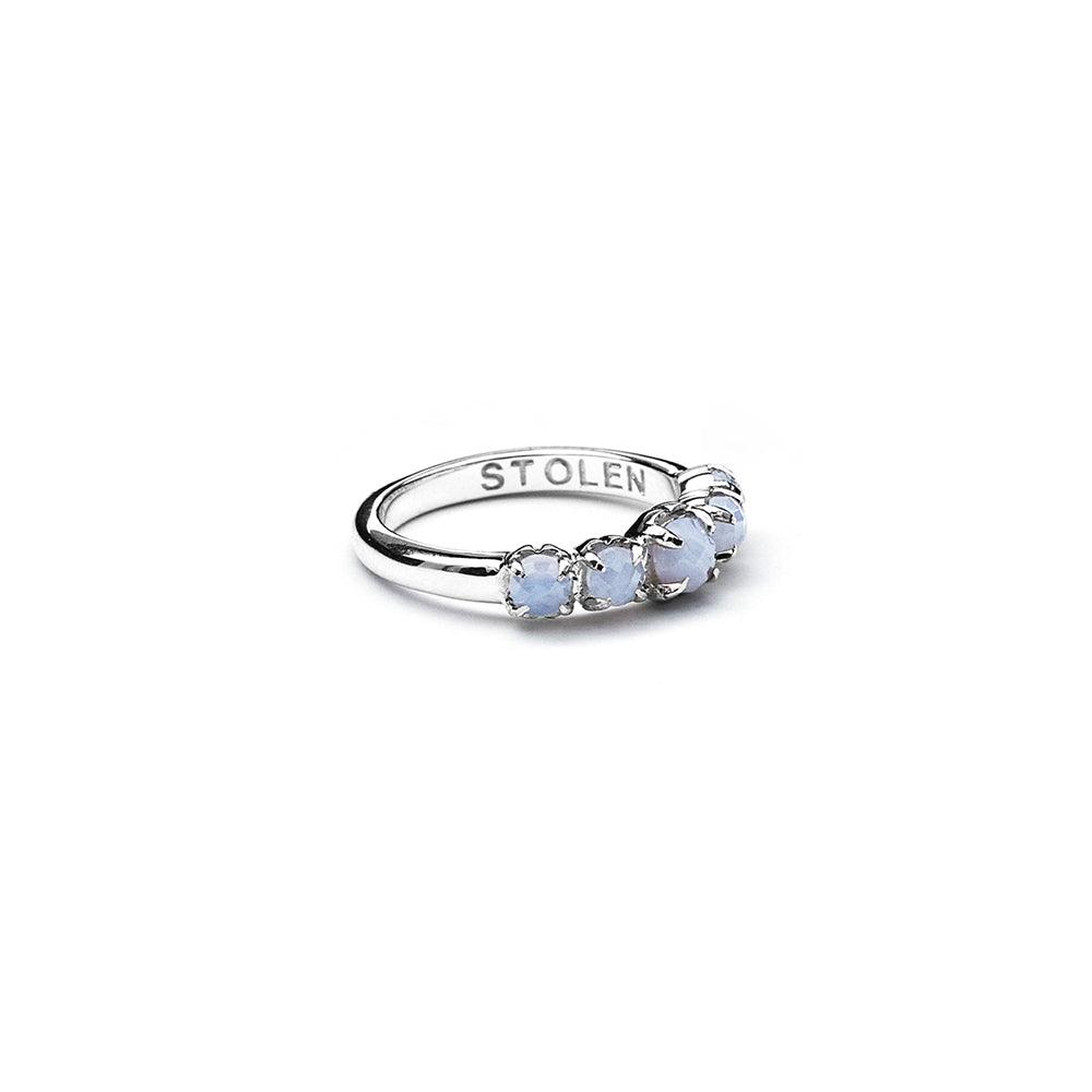 Stolen Silver Halo Cluster Ring - Blue Lace Agate