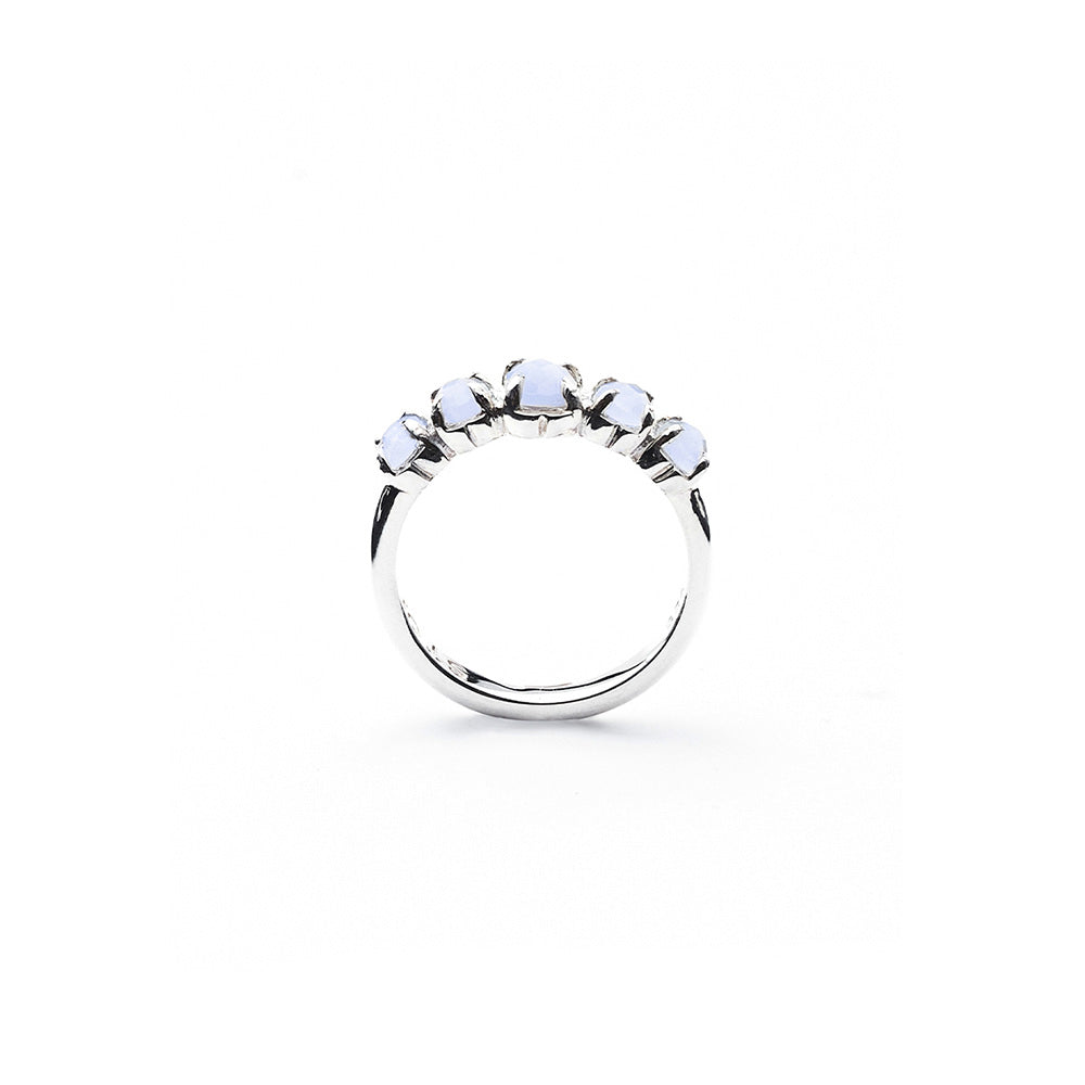 Stolen Silver Halo Cluster Ring - Blue Lace Agate