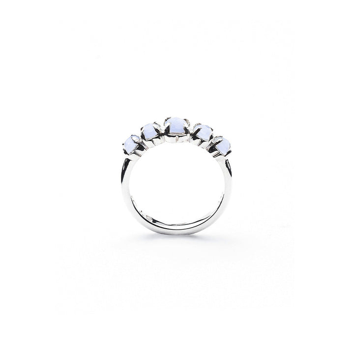 Stolen Silver Halo Cluster Ring - Blue Lace Agate
