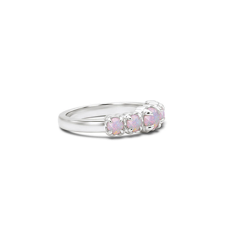 Stolen Silver Halo Cluster Ring  - Pink Bello Opal