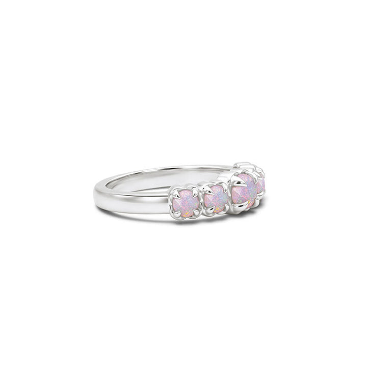 Stolen Silver Halo Cluster Ring  - Pink Bello Opal