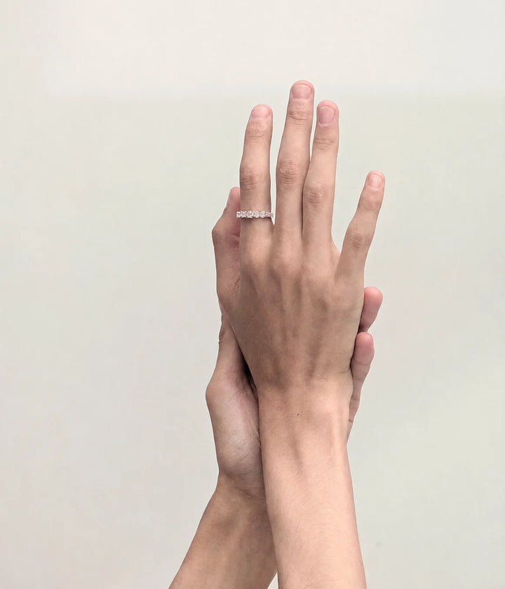 Stolen Silver Halo Cluster Ring  - Rose Quartz