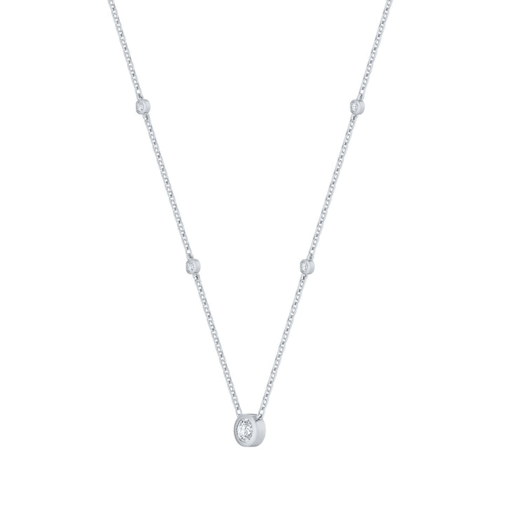Louis Thompson Chatelet Necklace 9k White Gold with 1.00ct Lab Diamond
