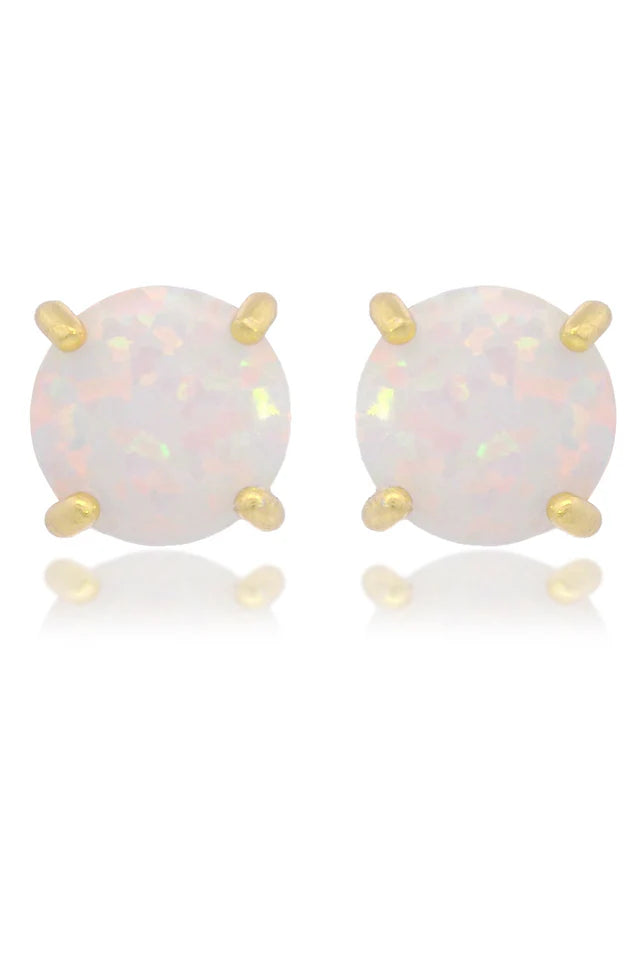 Georgini Opal Glow White Created Opal Gold Stud