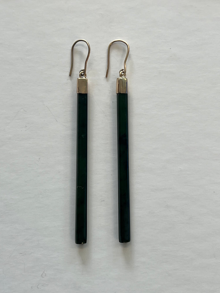 Alex Sands 9ct and Pounamu Drop Earrings 80mm