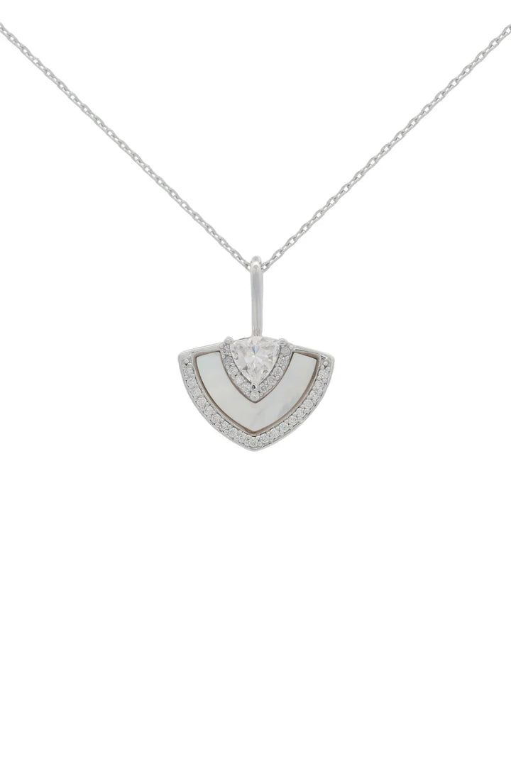 Georgini Chic Noel Mother of Pearl Fan Necklace Silver