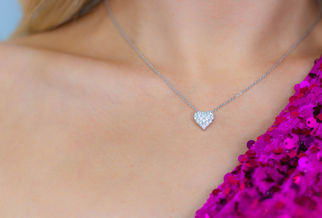 Georgini Sweetheart Sparkly Heart Necklace Silver